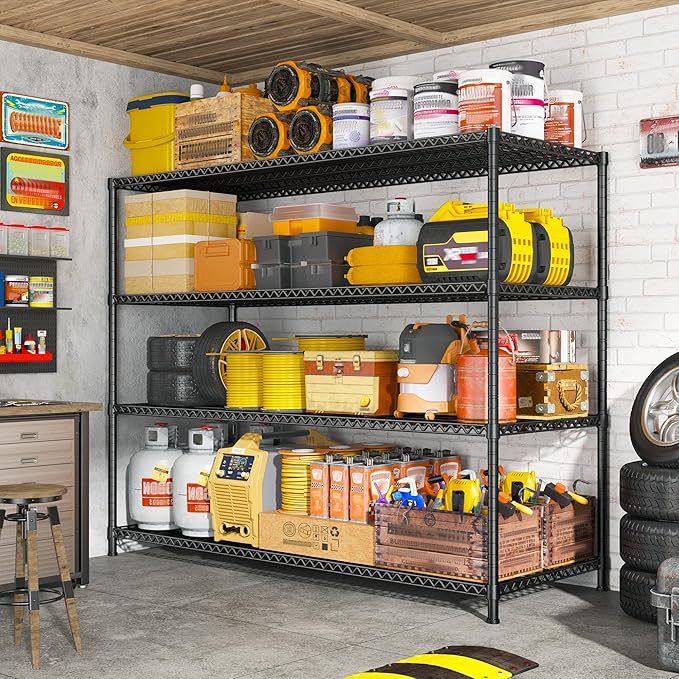 DurayLoly 68''W Storage Shelves 2500LBS Wire Shelving Unit, Adjustable Garage Shelving Heavy Duty, Metal Shelving for Garage, Pantry, Kitchen, Basement, Commercial Industrial,68.1"W x 20.9"D x 70.9"H