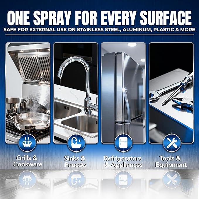Sheila Shine 12 x 10oz Stainless Steel Cleaner and Polish - Removes Grease, Fingerprint & Watermark - Kitchen Appliances, Refrigerators, Sinks, Ovens & Grills - Stainless Steel Sprays Cleaner
