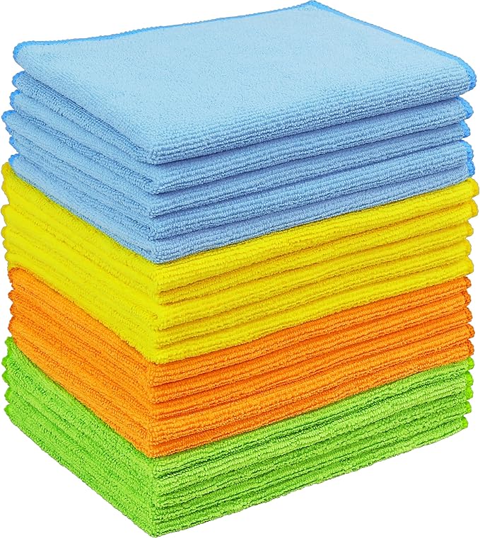 Simple Houseware Microfiber Cleaning Cloth 20 Pack, 12" x 16", 4 Colors
