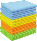 Simple Houseware Microfiber Cleaning Cloth 20 Pack, 12" x 16", 4 Colors