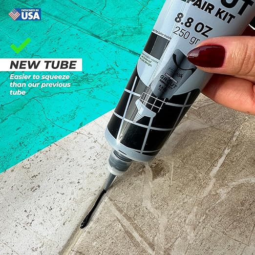 PentaUSA Grout - Premixed Grout Repair Set, 8.8 oz, 2 Pack Tile Grout Tubes, Repairs and Renews Tile Grout in Bathroom and Kitchen, Odorless and Safe Formula - 2 Pack (Black)
