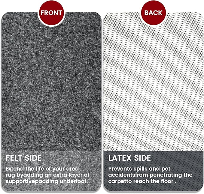 Waterproof Rug Pad, 2x20 ft Area Rug Non-Slip Carpet Pad, Non-Slip Rug Pads for All Floors and Finishes, Felt Pad for Hardwood Floors, Keeps Carpets in Place Soft and Safe