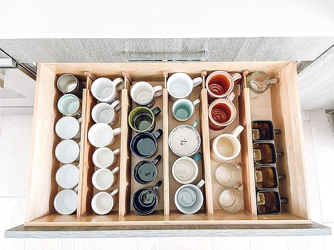 Lipper International 8897 Bamboo Wood Custom Fit Adjustable Deep Kitchen Drawer Dividers, Set of 2