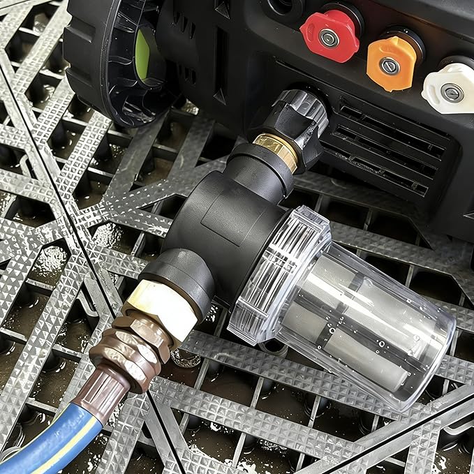 M MINGLE Garden Hose Filter for Pressure Washer Inlet, Inline Sediment Water Filter Attachment with 100 Mesh and 40 Mesh Screen, 2 Pcs