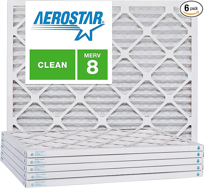 Aerostar Air Filters 6x30x1 MERV 8,Healthier Air For Your Home, 6" x 30" x 3/4", Box of 6