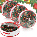 Aliceset 4 Pack Wreath Storage Containers, Christmas Ornament Garland Wreath Storage Bags with Handle Dual Zipper Large Decorative Storages Box for Winter Wreaths(24 x 24 x 7.8 Inch,White)