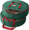 Heavy Duty Wreath Storage Bag 30 Inch, 2-Pack - Christmas Wreath Storage Container Green - Waterproof Plastic Material Wreaths Holder Storages - Holds 30 Inch Wreaths For Year Round