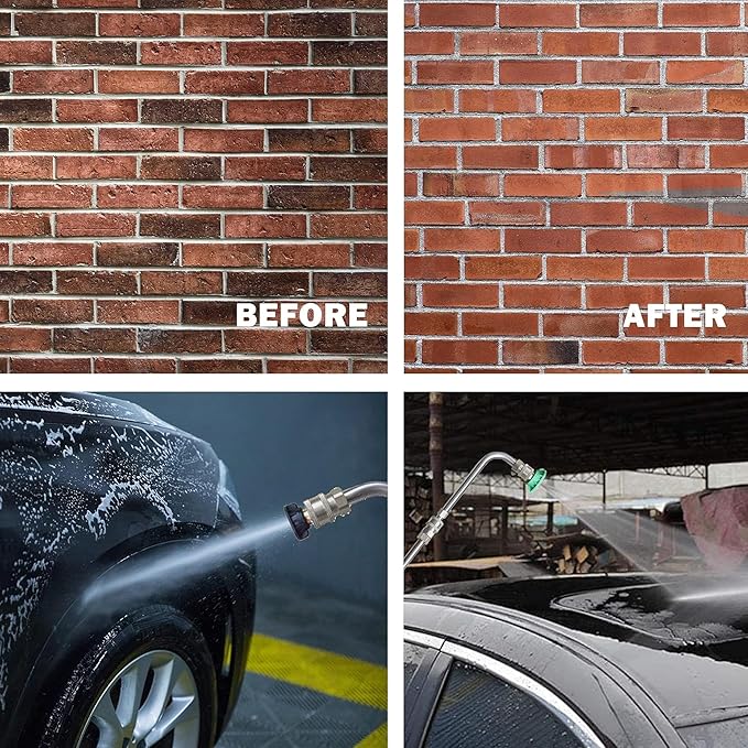 Xiny Tool Pressure Washer Extension Wand, 10 Pack Power Washer Lance with 5 Atomization Nozzle Tips,1 Gutter Cleaner Attachment Curved Rod, 1/4" Quick Connect, 4000 PSI