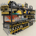 49.4'' Large Power Tool Organizer Wall Mount, 4-Tier Tool Storage Rack with 12 Drill Holders, 600LBS Load Heavy Duty Cordless Tool Shelf for Garage Organization, Gift for Men
