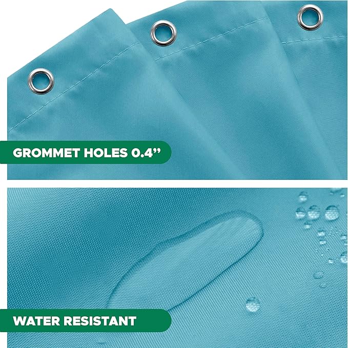 Biscaynebay Quality Fabric Shower Curtain Liners 72 Inch by 72 Inch, Blue Water Resistant Bathroom Curtains Rust Resistant Grommets & Weighted Bottom Hem Machine Washable
