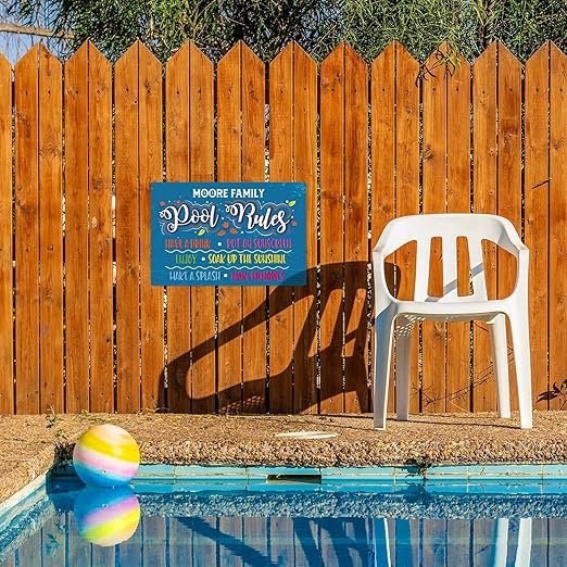 Custom Pool Sign, Pool Rules Have A Drink for Pool Décor Sign, 12x18 Inches, Rust Free .063 Aluminum, Fade Resistant, Made in USA by Sigo Signs