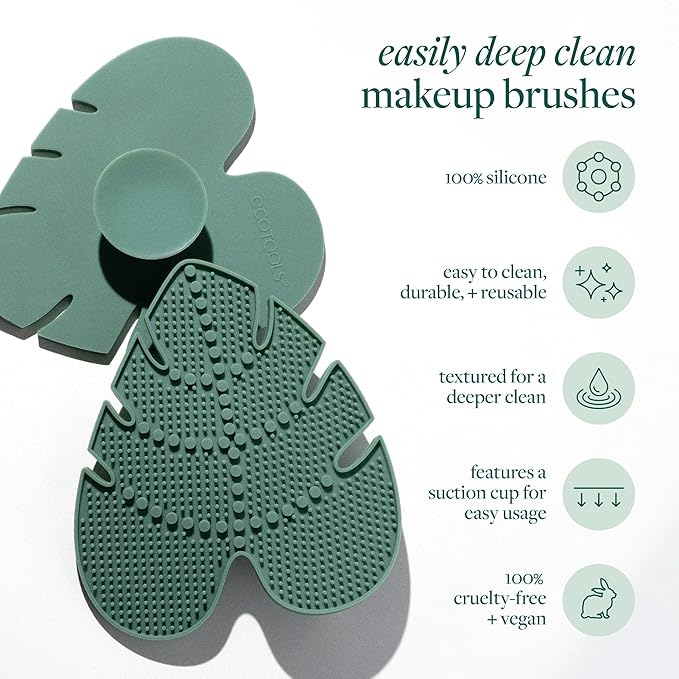 EcoTools Makeup Brush Cleanser + Silicone Cleansing Pad Bundle, Deep Cleaning Shampoo for Makeup Sponges & Brushes, Brush Cleaner Pad, Vegan & Cruelty-Free, Gentle Formula