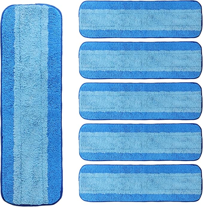 AmaVins 6 Pack Microfiber Cleaning Pads for Bona Mop, Reusable Microfiber Mop Pads for 18 Inch Mop, Hardwood Floor Replacement Cleaning Mop Pads, Machine Washes