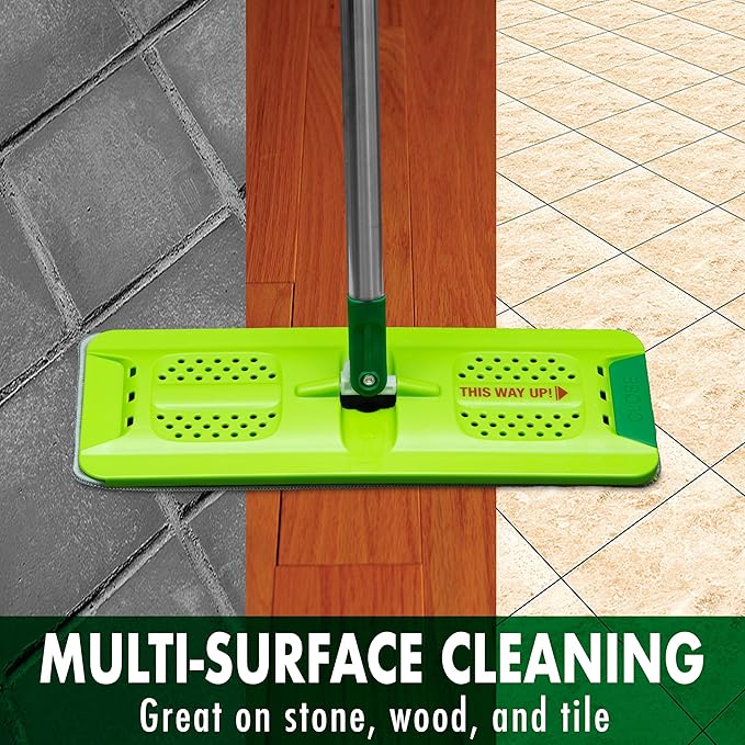 Libman Rinse 'n Wring Mop and Bucket System | Microfiber Floor Mop | Hardwood Floor Cleaner | Wet & Dry Mop | Clean & Dirty Water Chambers | Power Blades | 4 Total Microfiber Pads