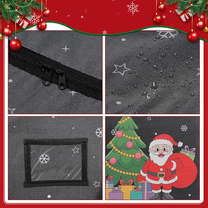 9 Ft Christmas Tree Storage Bag, Waterproof Heavy Duty Oxford, Extra Large Xmas Tree Storage Bag with Handles and Sleek Zipper for Christmas Ornaments Wreath, Black