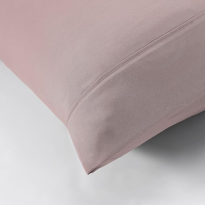 Modern Threads Soft Microfiber Solid Sheets - Luxurious Microfiber Bed Sheets - Includes Flat Sheet, Fitted Sheet with Deep Pockets, & Pillowcases Cameo Rose Queen