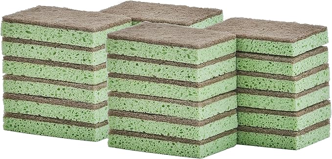 Superio Non-Scratch Cellulose Sponge Scrub Heavy Duty Kitchen Sponges Scrubbers with Scouring Pad (24)