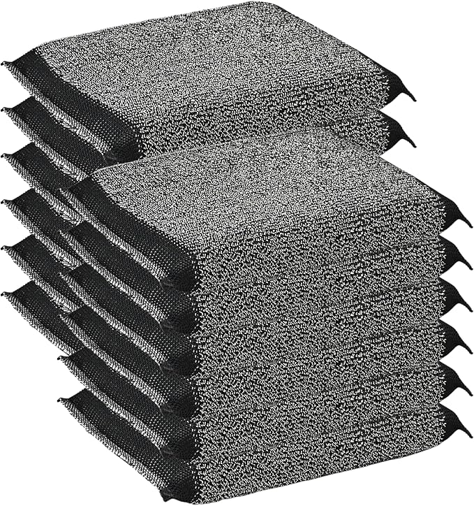 DDGEAA Steel Wool Scrub Sponges Kitchen, Reusable Dish Scrubber Sponge, for Pots, Pans, Gentle and Scratch Free - 12 Pack Black