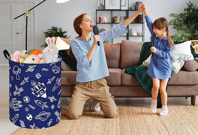 Round Laundry Hamper Storage Basket Laundry Organizer Hamper Storage Bins Clothes Box Nursery Hamper Gift Basket with Handles
