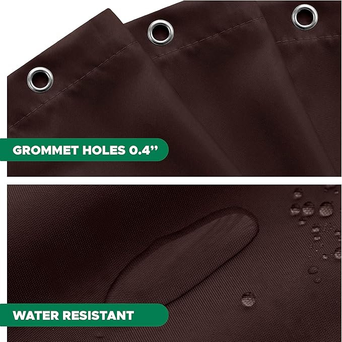 Biscaynebay Quality Fabric Shower Curtain Liner 72" by 72", Brown Water Resistant Bathroom Curtains, Rust Resistant Grommets Top Weighted Bottom Hem Machine Washable