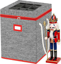 Christmas Nutcracker Collectibles Storage Box, Large Ornament Box for 9-16' Tall Nutcrackers, Ornaments (Red and Gray)