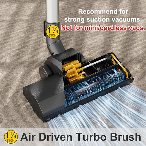 1-1/4" Turbo Brush Vacuum Accessory, as 1.25 Inch Shopvac Canister Universal Wet Dry Vac Floor Head Attachment, Ideal for Pet Hair Removal on Carpets Area Rugs Hardfloors (Turbo Brush)