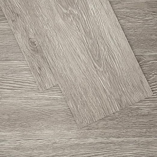 MULGREAT Peel and Stick Floor Tile, 18 Sq.Ft Self Adhesive Vinyl Flooring Plank, 12 Pieces Waterproof Heavy Duty Wood Grain Tiles, 36"x6" DIY Planks for Laundry Kitchen Apartment Home, Soft Grey