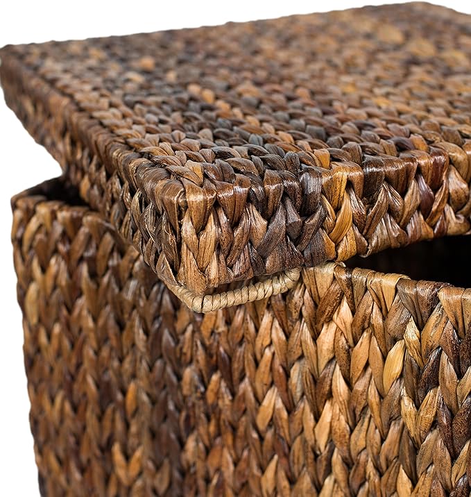 BIRDROCK HOME Woven Storage Cube - Abaca Seagrass Decorative Ottoman - Living Room Side Table - Store Blankets Pillows Magazines Books Remotes