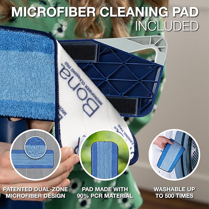 Bona Premium Motion Multi-Surface Floor Spray Mop - Includes Multi-Surface Floor Cleaning Solution and Machine Washable Microfiber Cleaning Pad - for Stone, Tile, Laminate, and Vinyl Floors