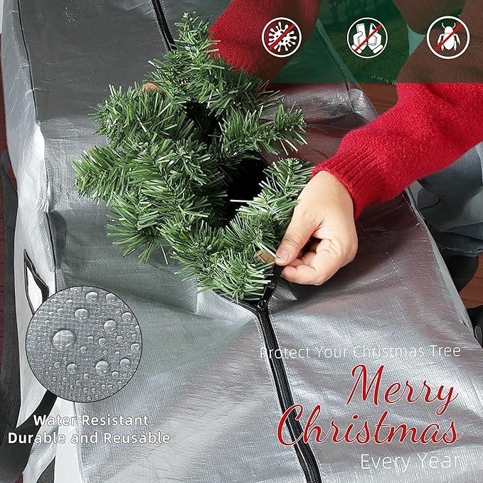 Large Christmas Tree Storage Bags Heavy Duty Tree Bags Holiday Storage Bags Protects From Moisture Or Dust,Alternative To Xmas Tree Storage Box (Gray, 7.5 Ft)