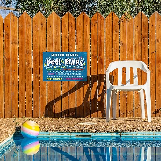 Custom Pool Sign, Pool Rules Make Memories for Pool Decor Sign, 12x18 Inches, Rust Free .063 Aluminum, Fade Resistant, Made in USA by Sigo Signs