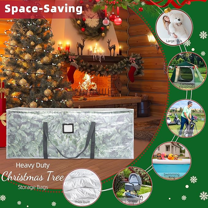 Large Christmas Tree Storage Bags Heavy Duty Tree Bags Holiday Storage Bags Protects From Moisture Or Dust,Alternative To Xmas Tree Storage Box (Transparent, 7.5 Ft)