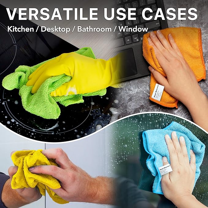 Simple Houseware Microfiber Cleaning Cloth 20 Pack, 12" x 16", 4 Colors