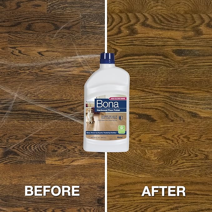 Bona Hardwood Floor Polish - 32 fl oz - High Gloss Shine - Polish for Wood Floors - Protects and Renews Dull Flooring - Covers 500 sq ft