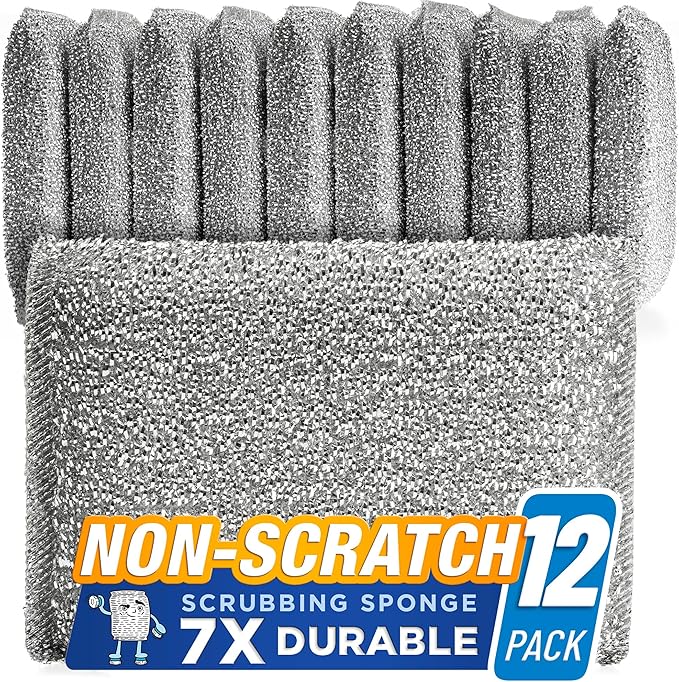 SPONGENATOR Kitchen Scrubbing Sponges - Heavy Duty Non-Scratch Scrubbing Cleaner Sponges in 1 Color - Multi-Surface Non-Metal Dish Scouring Scrubbers for Fast Cleaning. (12 Pack)