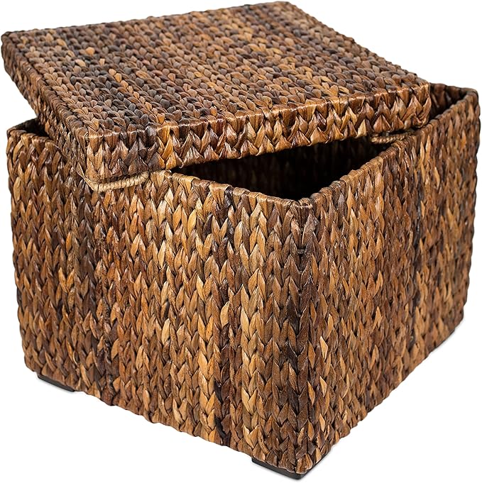 BIRDROCK HOME Woven Storage Cube - Abaca Seagrass Decorative Ottoman - Living Room Side Table - Store Blankets Pillows Magazines Books Remotes