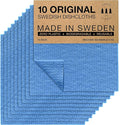 SUPERSCANDI 10 Pack Swedish Dishcloths for Kitchen - 100% Biodegradable & Compostable Reusable Paper Towels Washable, Food-Safe & Without Plastic - Dish Rags Suitable for Any Surface, Blue.
