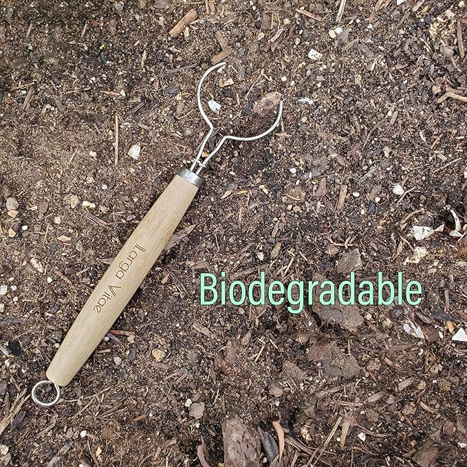 Larga Vitae Wooden Dish Brush Handles Made of Renewable, Biodegradable Bamboo, 3 Replacement Handles for Round 2 in Wide Tampico, Palm, Sisal Hemp, and Other Natural Fiber Bristle Brush Heads (Thick)