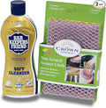 BAR KEEPERS FRIEND Soft Cleanser Liquid (13 OZ) and Non Scratch Scouring Scrubber Kit | Multipurpose, Stainless Steel, Rust, Soft Cleaner with Heavy Duty Non Scratch DishCloth