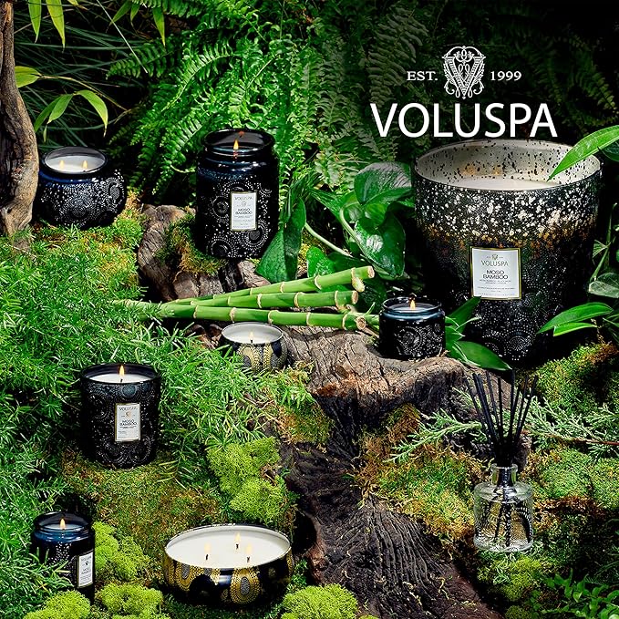 Voluspa Moso Bamboo Scented Reed Diffuser, 3.4 oz, Luxury Bamboo Diffuser, Oil Reed Diffusers for Home, Handcrafted in The USA