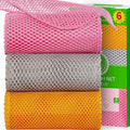 BAIKAFU 6Pcs Dish Wash Net,Innovative Mesh Cloth,Ultra Non-Scratch Dish Rags for Washing Dishes,100% No Odor/Quick Dry,Perfect Scrubber,Dish Sponges for Washing Dishes Yellow/Pink/Gray