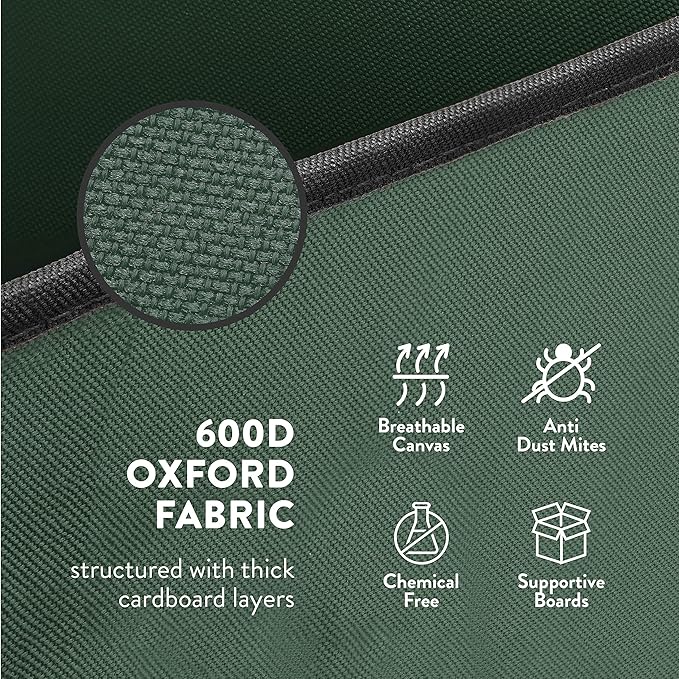 ZOBER Christmas Ornament Storage Box - Stores 36 4" Large Ornaments with Individual Trays - Tear Proof 600D Oxford Fabric - Ornament Organizer Storage Box, Durable Christmas Containers Holder - Green