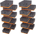 Okleen Black & Orange Multi Use Scrub Sponges. Made in Europe. 18 Pack, 4.3x2.8x1.4 inches. Heavy Duty and Non Scratch Fiber. Odorless Durable and Delicate Halloween Holiday Sponges