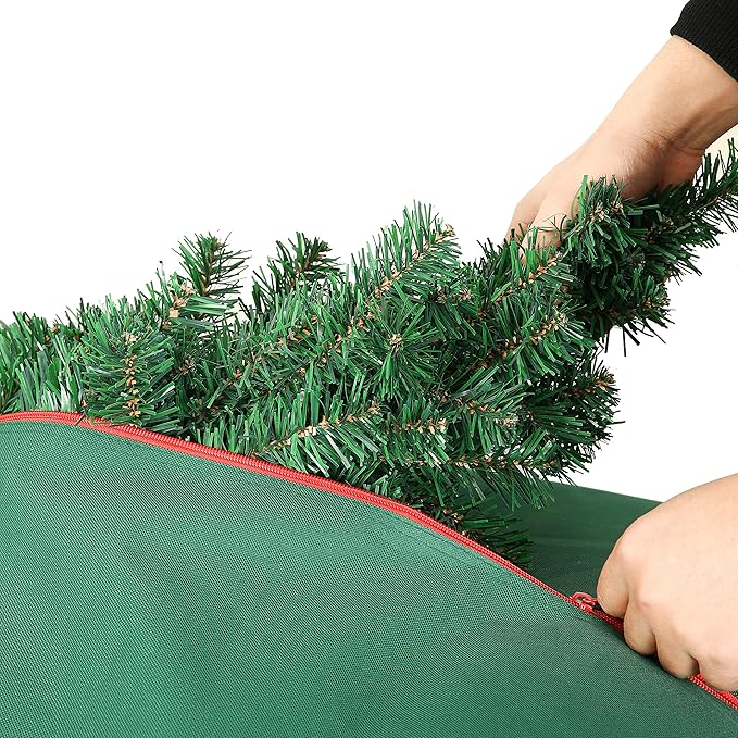 Sattiyrch Christmas Tree Storage Bag,Fits Up to 9 ft Tall Artificial Tree,Heavy Duty 600D Canvas Green Christmas Tree Storage Container with Sleek Dual Zipper and Durable Handles,65" x 23" x 23"